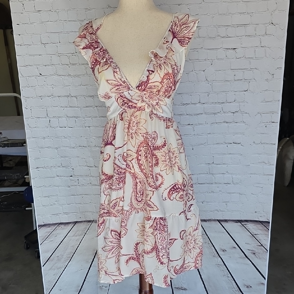 Cupshe Kameron‎ Paisley Plunge Ruffle Midi Dress size L